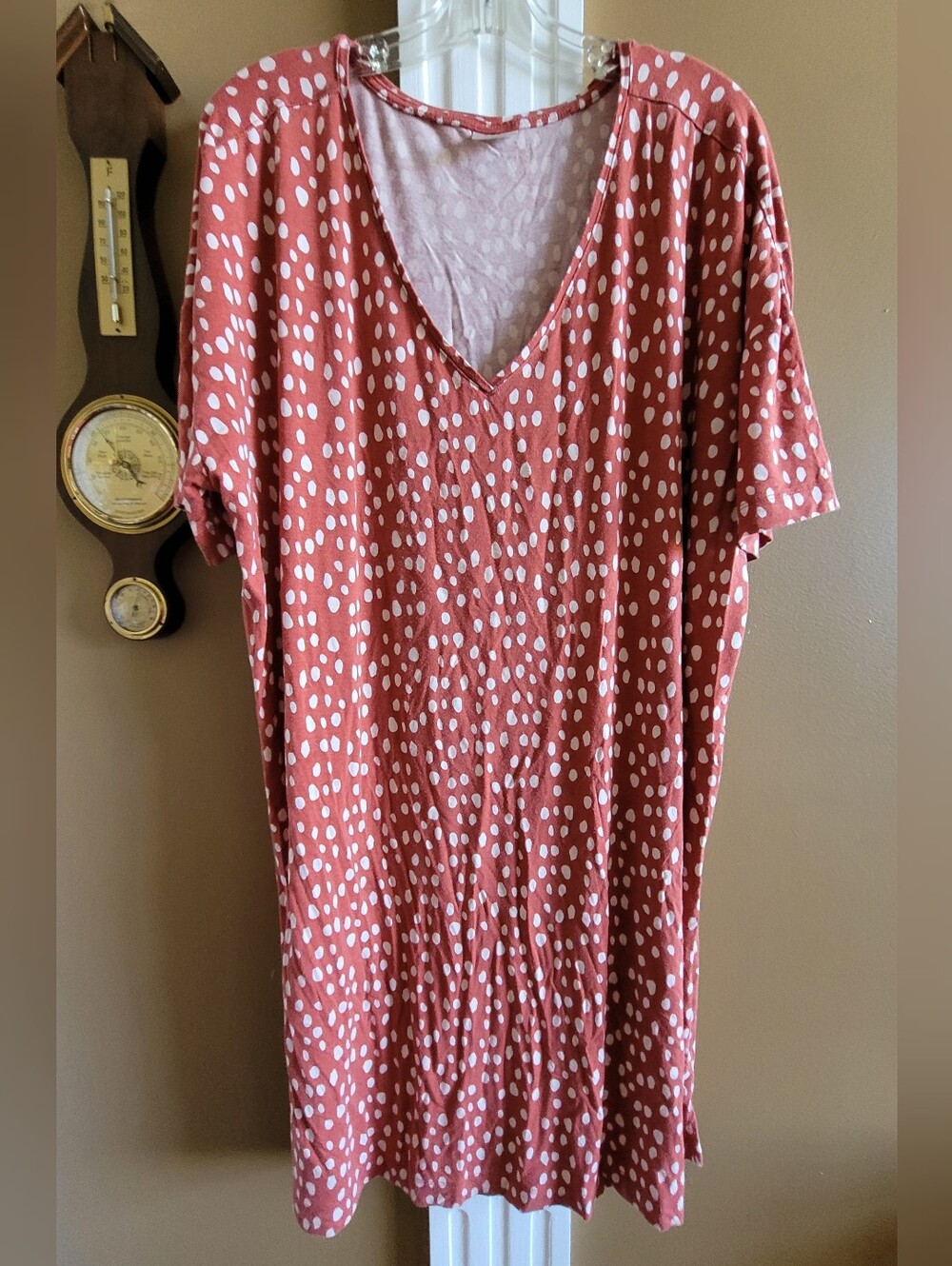 SOMA NIGHTIE NIGHTSHIRT ABOVE KNEE V NECK SHORT SLEEVE SOFT STRETCH WOMEN'S XL